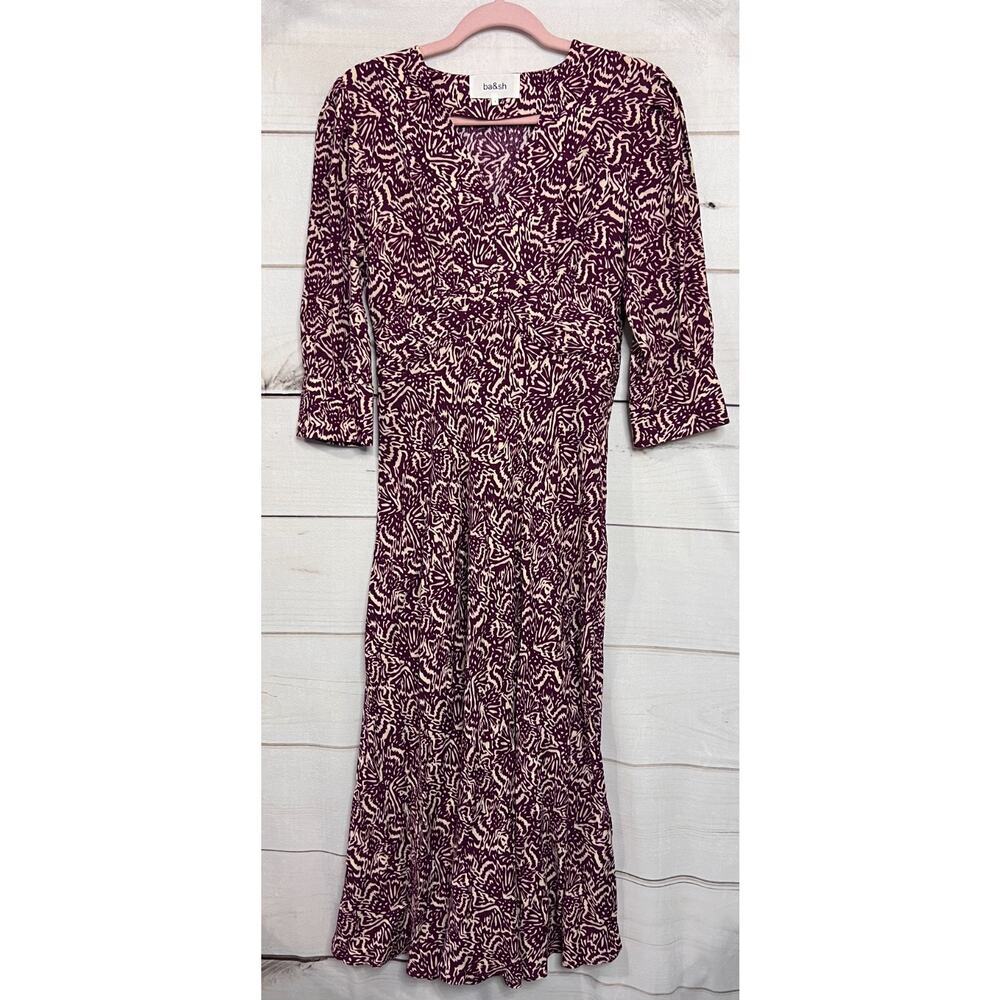 ba&sh Maxi Dress Size‎ 1 Boehmian Chic Purple Ivory